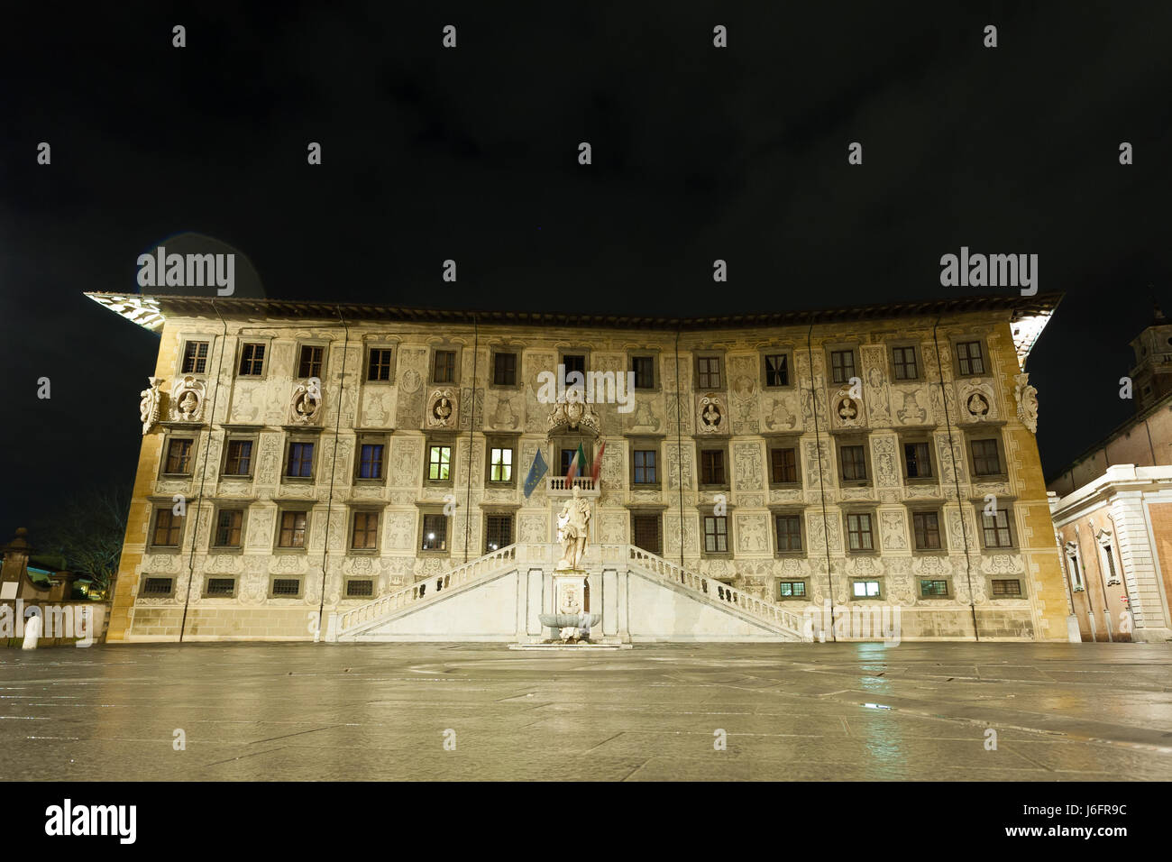 Scuola Normale Superiore in Pisa night view. Italian landmark,Tuscany. Stock Photo