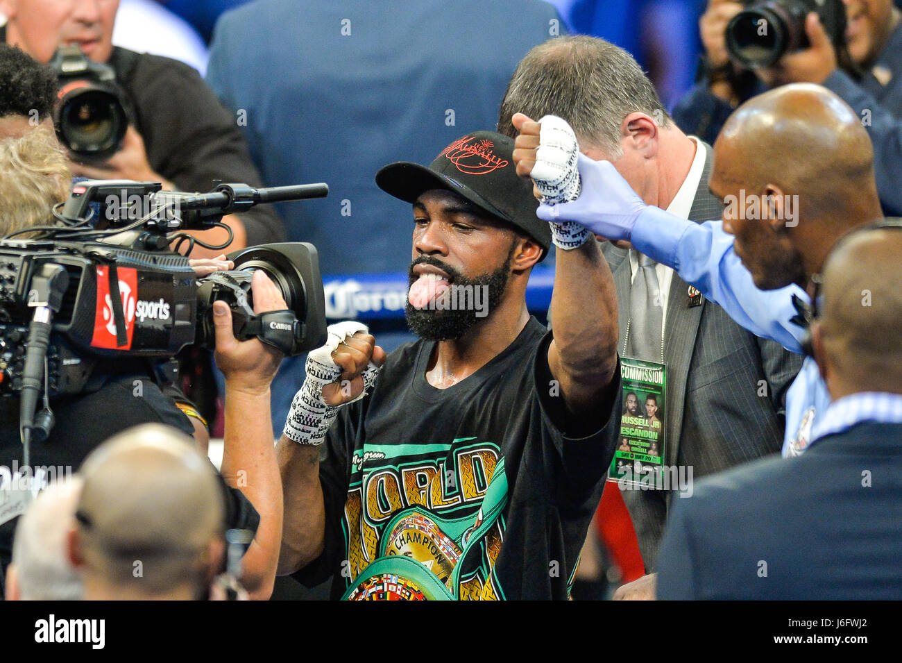 Oxon Hill, Maryland, USA. 20th May, 2017. GARY RUSSELL JR is announced the winner following the fight held at MGM National Harbor in Oxon Hill, Maryland. Credit: Amy Sanderson/ZUMA Wire/Alamy Live News Stock Photo