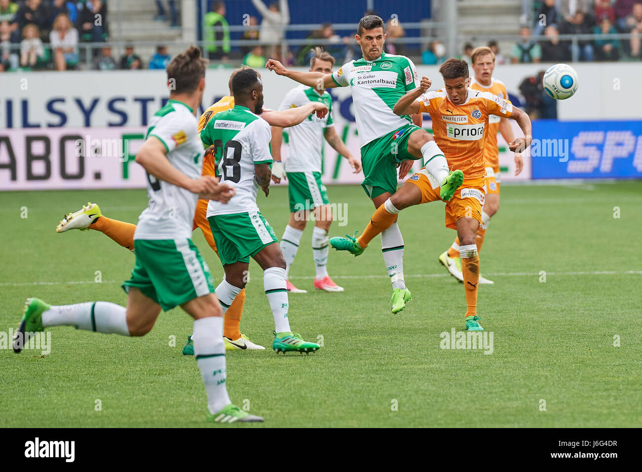 St. Gallen, Switzerland. 21st May 2017. Raiffeisen Super League Match FC St. Gallen vs. Grasshopper Club Zürich. Photo: Cronos/Rolf Simeon Stock Photo