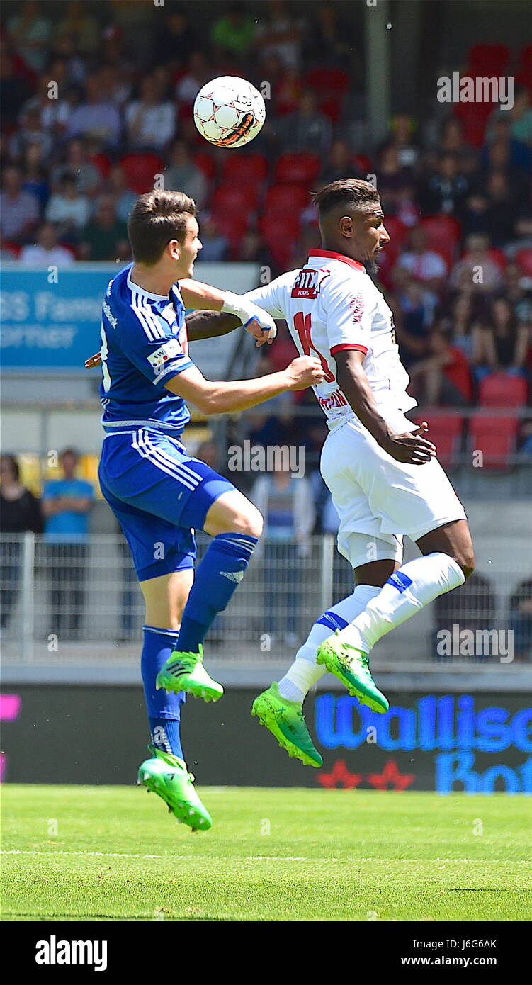 Sion, Switzerland. 21st May, 2017. Sion, 21.05.2017, Football Raiffeisen Super League, FC Sion - FC Lucerne, Kevin Constant (FC Sion 11) duel with Stefen Knezevic (FCL 33) Photo: Cronos/Frederic Dubuis Stock Photo