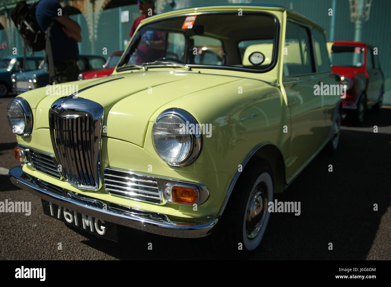 Brighton, UK. May 21st 2017. Hundreds of Minis take part in the annual run for the cars, arriving on Brighton seafront. Pictured is a Riley Elf.  Roland Ravenhill/Alamy Live News Stock Photo