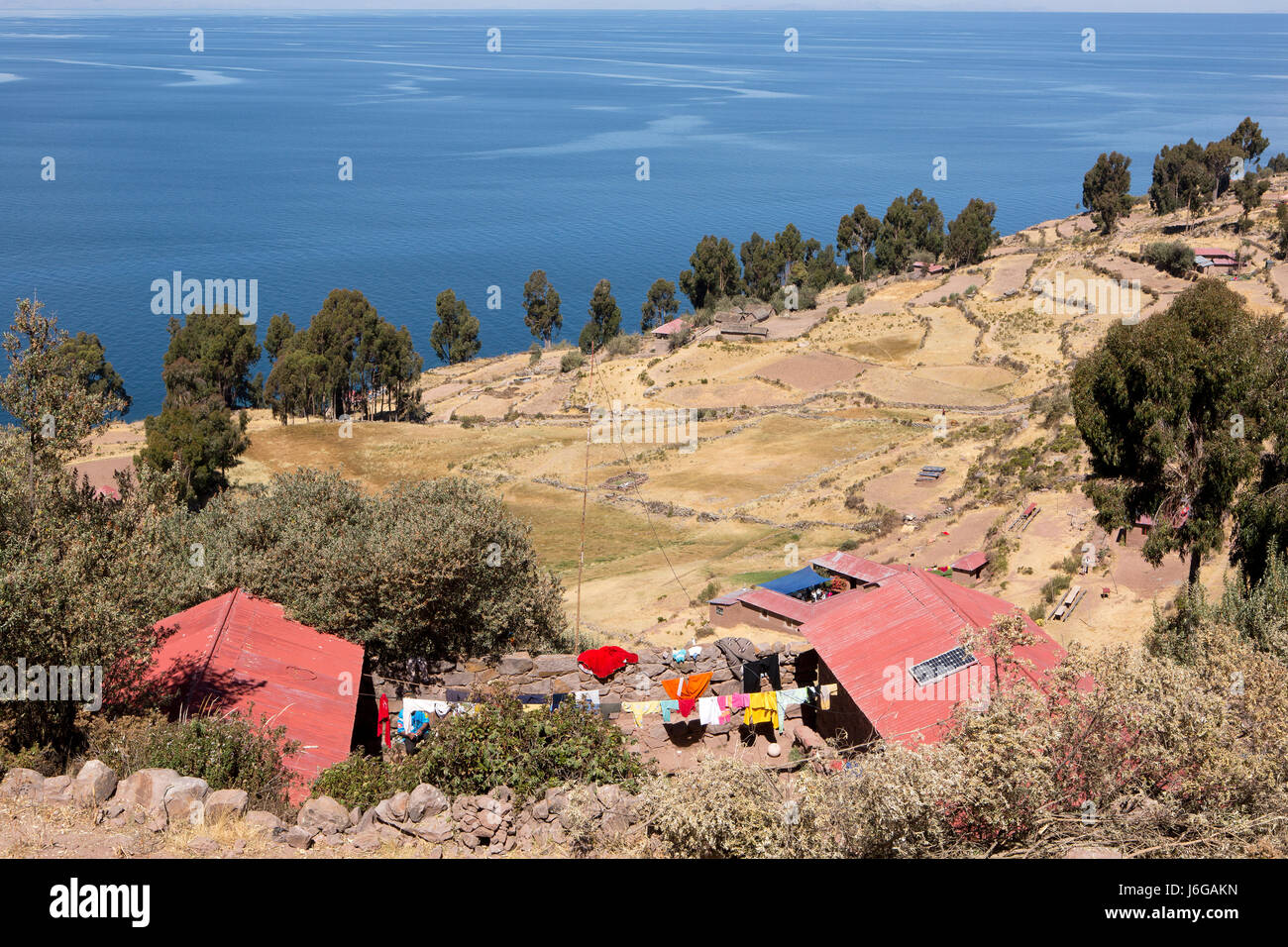 Peru, Taquile Island on Lake Titicaca Stock Photo