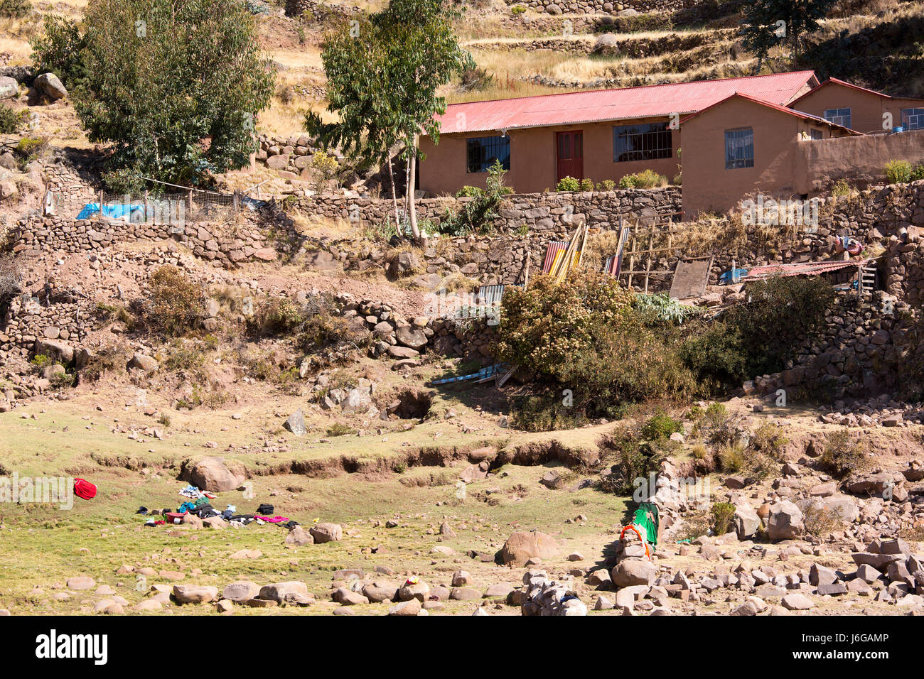 Peru, Taquile Island on Lake Titicaca Stock Photo