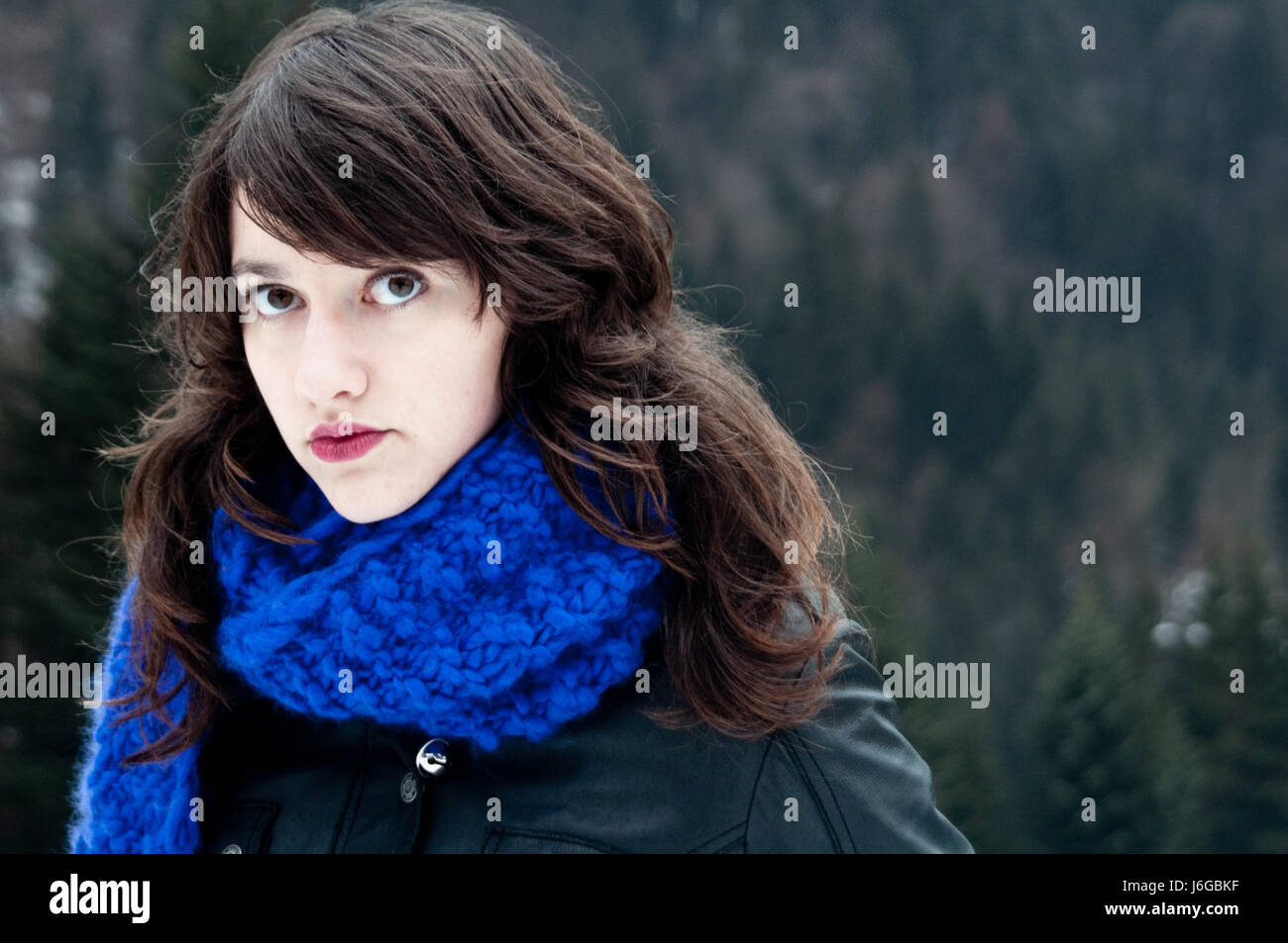 blue scarf Stock Photo