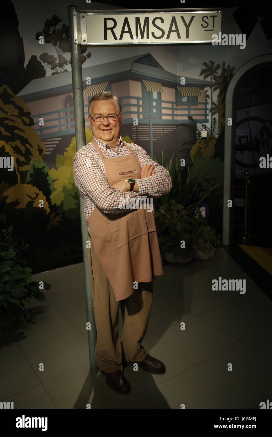 The wax figure of Neighbours character Harold Bishop played by Ian Smith at Madame Tussauds Sydney. Stock Photo