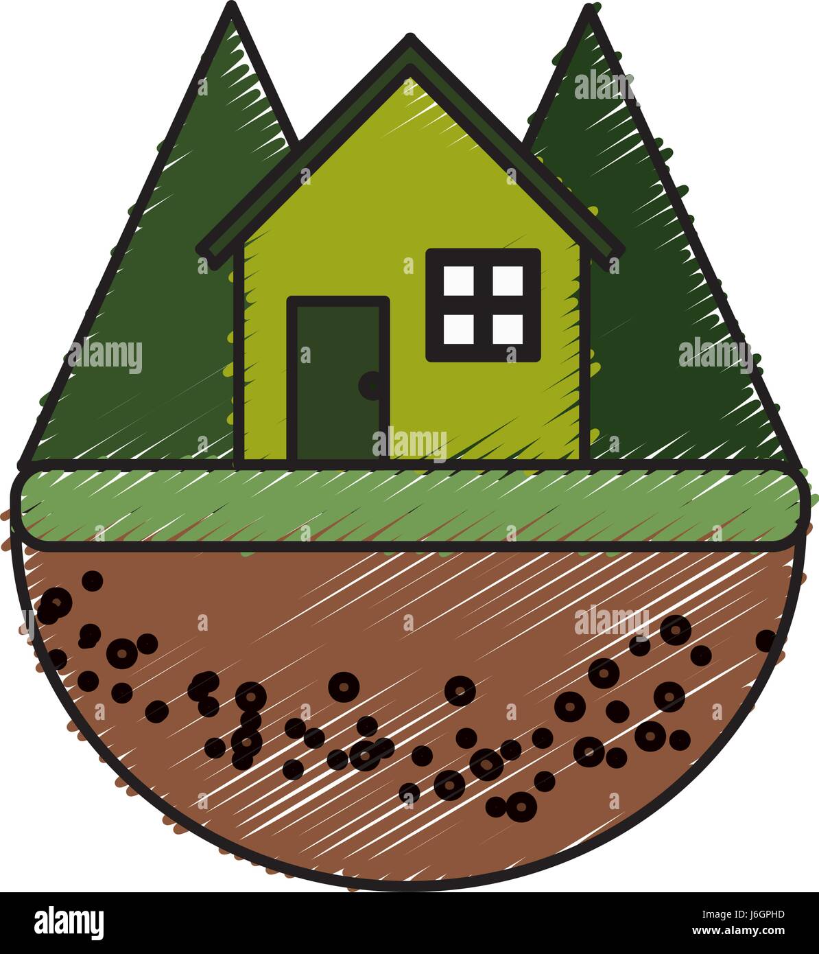 nice house in the forest witn mountains Stock Vector Image & Art - Alamy