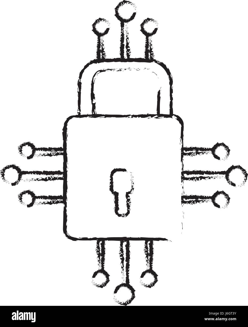 figure padlock with circuits to security dgital connection Stock Vector ...