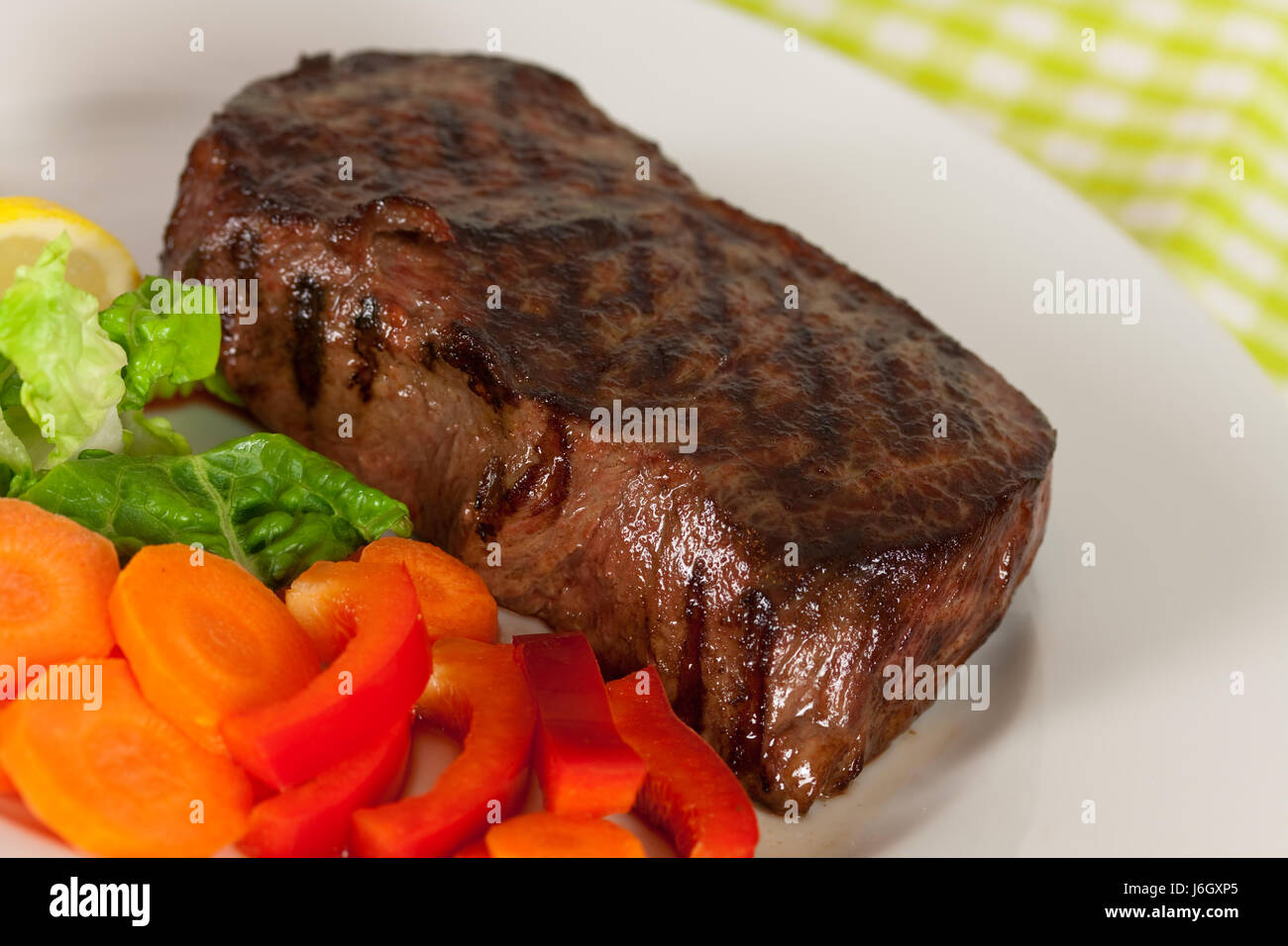 rump steak roast beef with pepper,carrot,sa Stock Photo Alamy