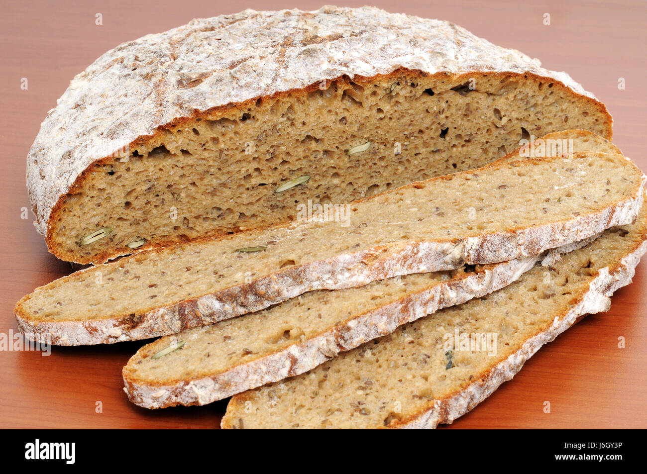 bread disc slice bread macro close-up macro admission close up view detail Stock Photo