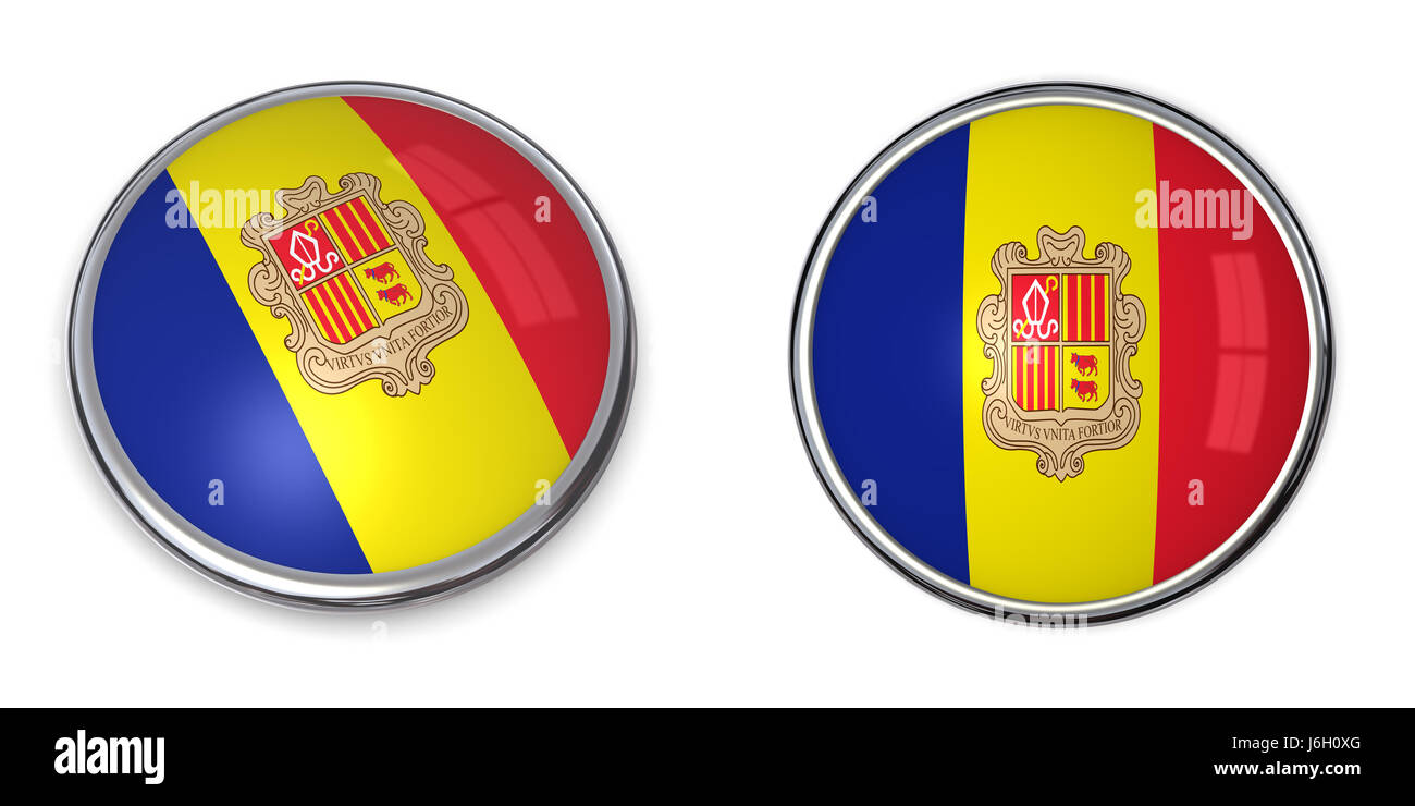 flag button banner andorra pin sticker catalan stickers travel isolated emblem Stock Photo