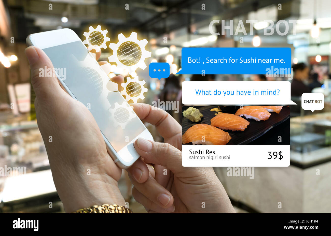 Chat Bot And Future Marketing Concept Customer Hand Holding Smart Stock Photo Alamy Chat Bot And Future Marketing Concept Customer Hand Holding Smart Stock Photo Alamy
