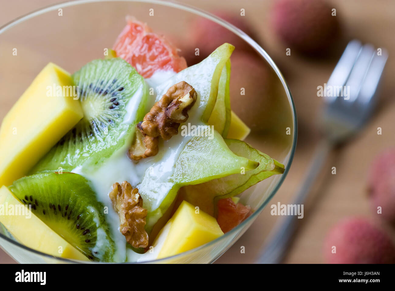 progenies fruits fruit fruit salad dessert fresh healthy food aliment studio Stock Photo