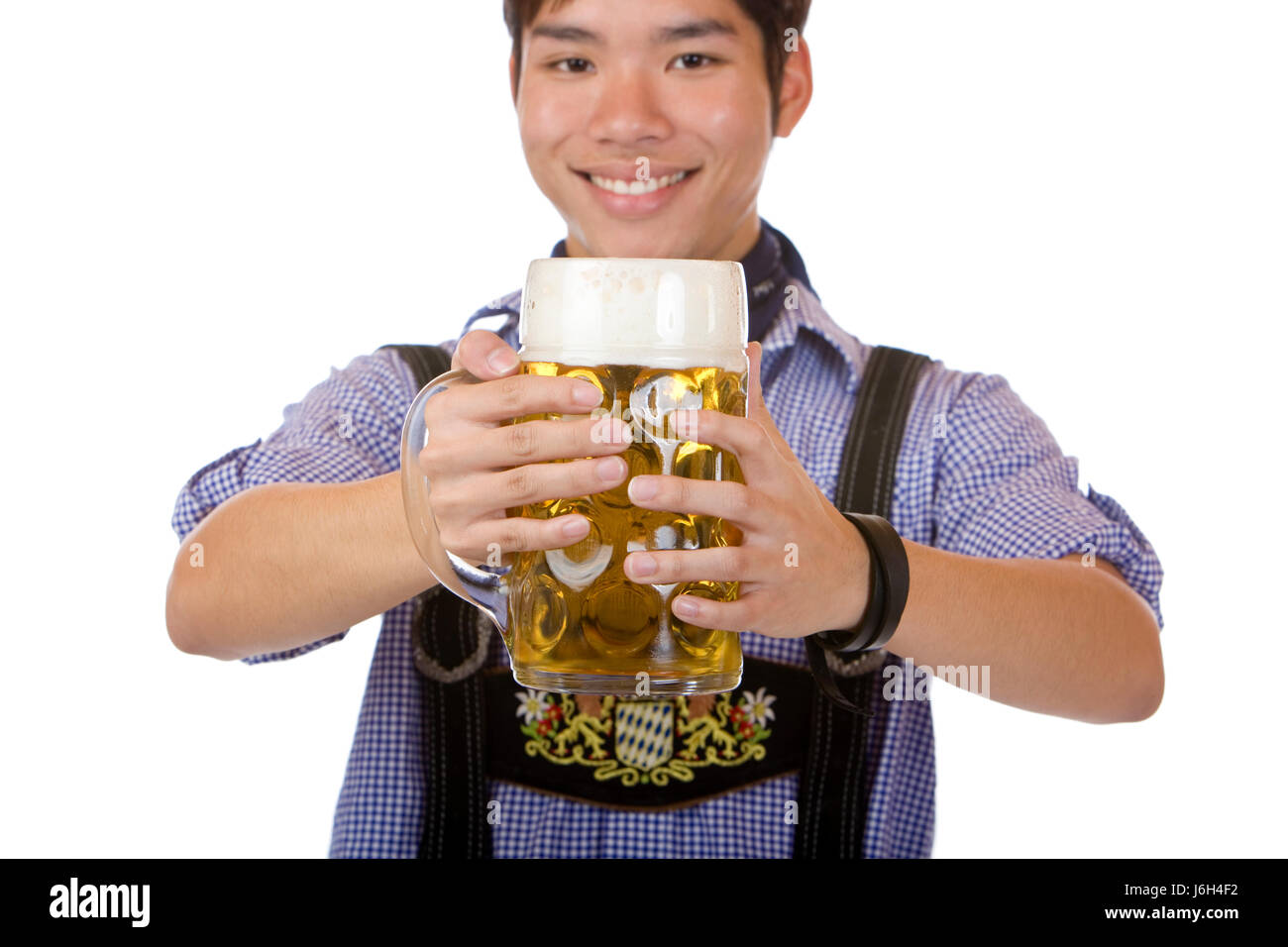 beer mass asian delighted unambitious enthusiastic merry radiant with joy Stock Photo