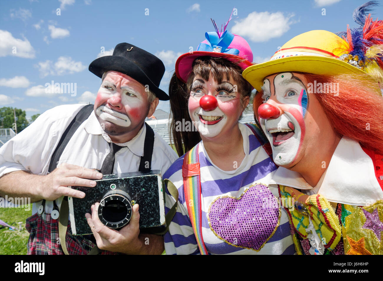 Wisconsin Kenosha County,Kenosha,Kenosha County Fairgrounds,The Ultimate Kid Fest,family families parent parents child children,circus clowns,man men Stock Photo