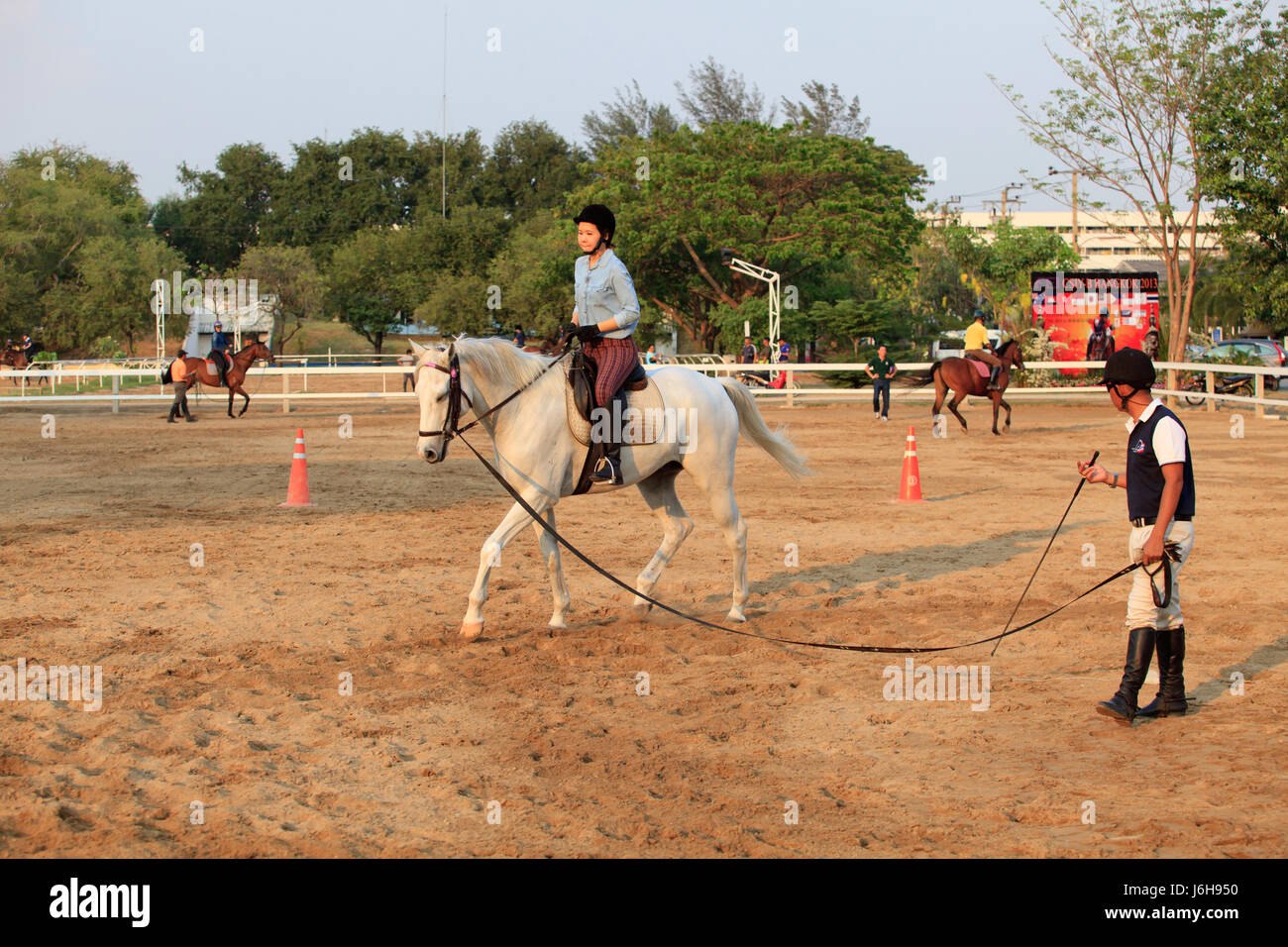 BANGKOK THAILAND Feb27unidentified young woman practice to ride a