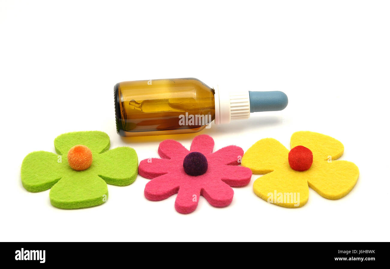 bach flower remedies with felt decoration Stock Photo