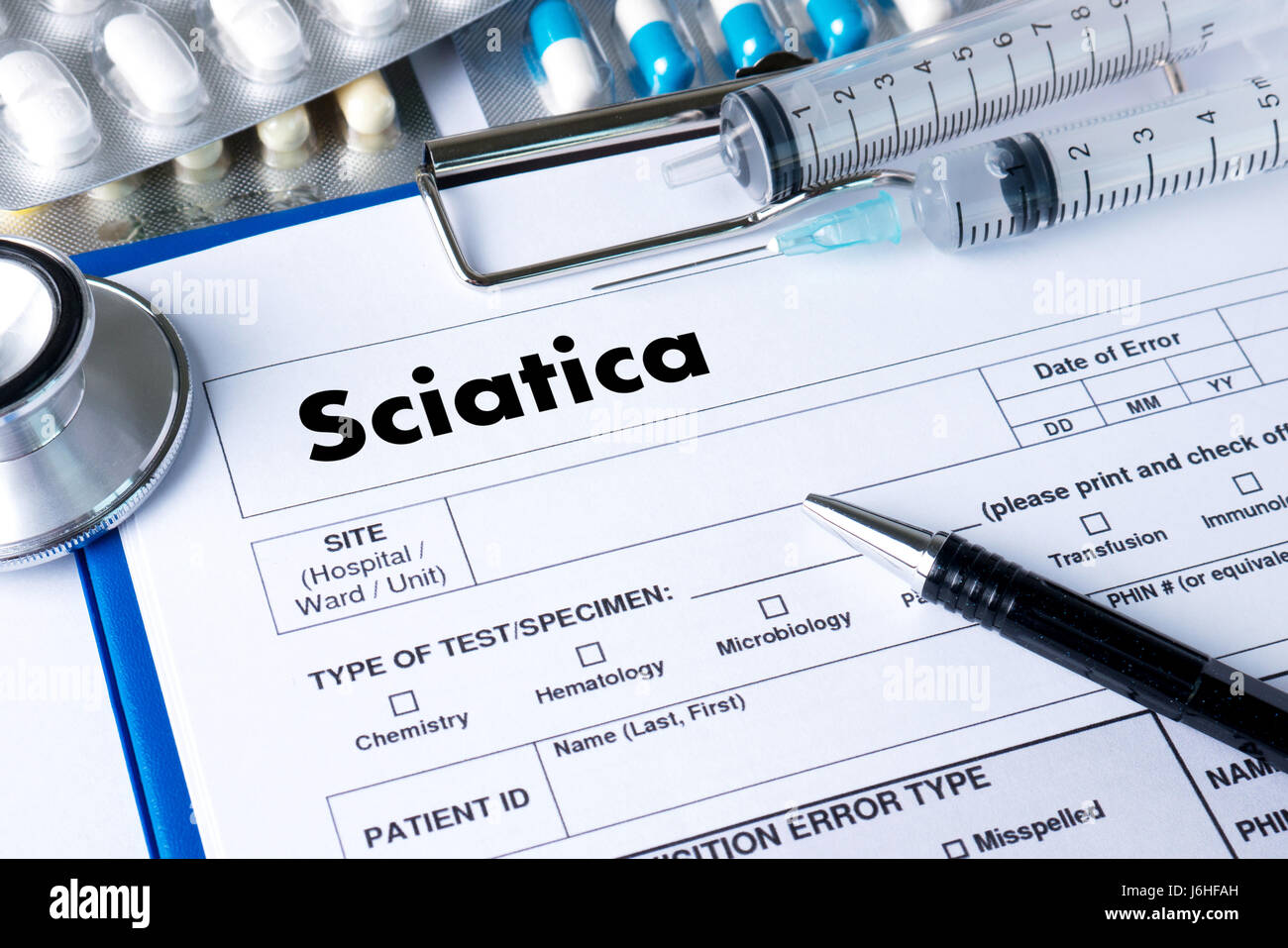 Sciatica doctor hand working Professional Medical Concept Stock Photo