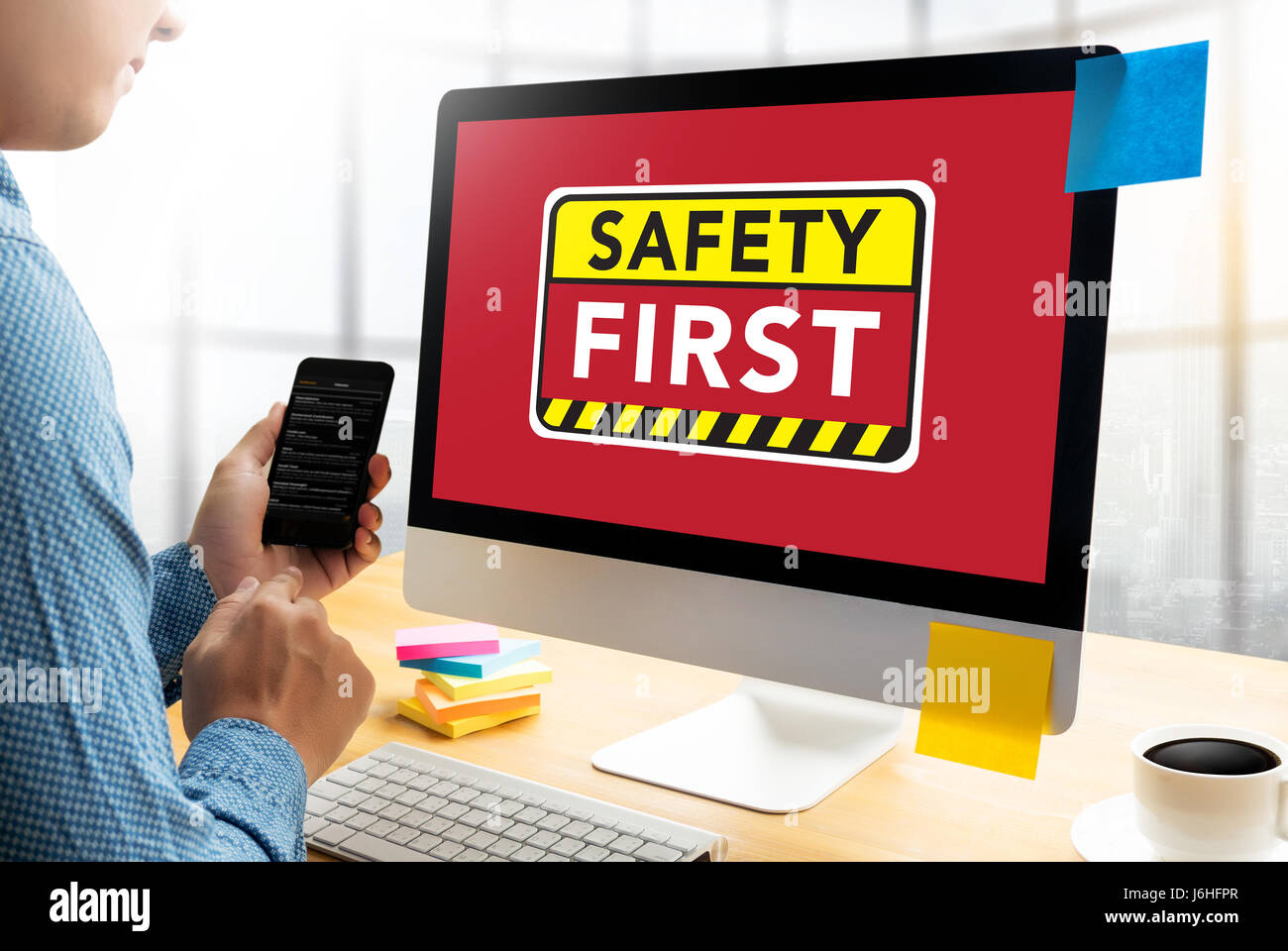 Safety First Warning concect Protect Attention Careful Security Risk ...