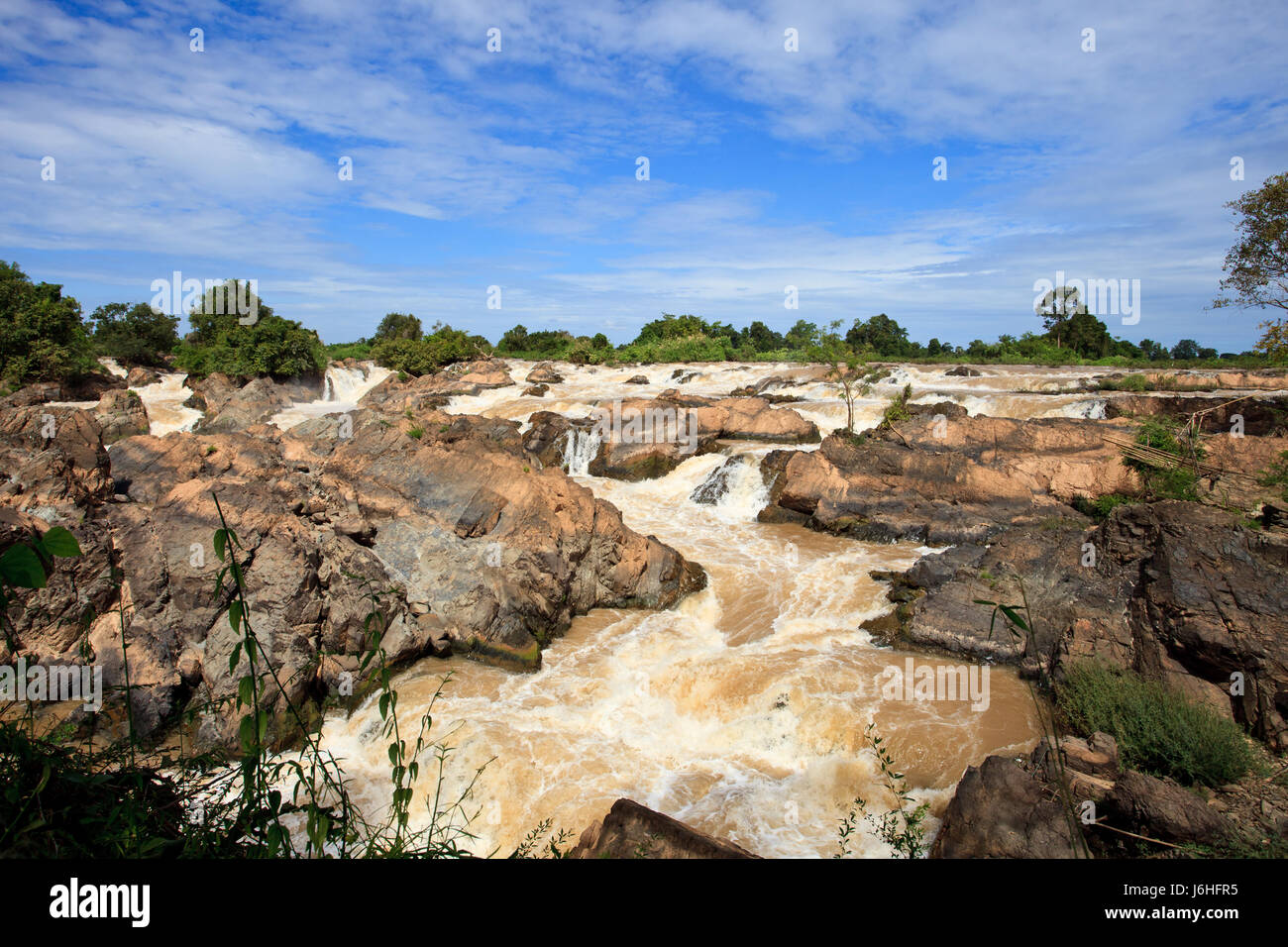 liphi water fall or mekong river in champasak southern of laos Stock Photo
