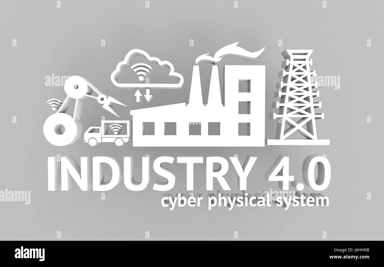 Industrial 4.0 Cyber Physical Systems concept , Icon of industry 4.0 ...