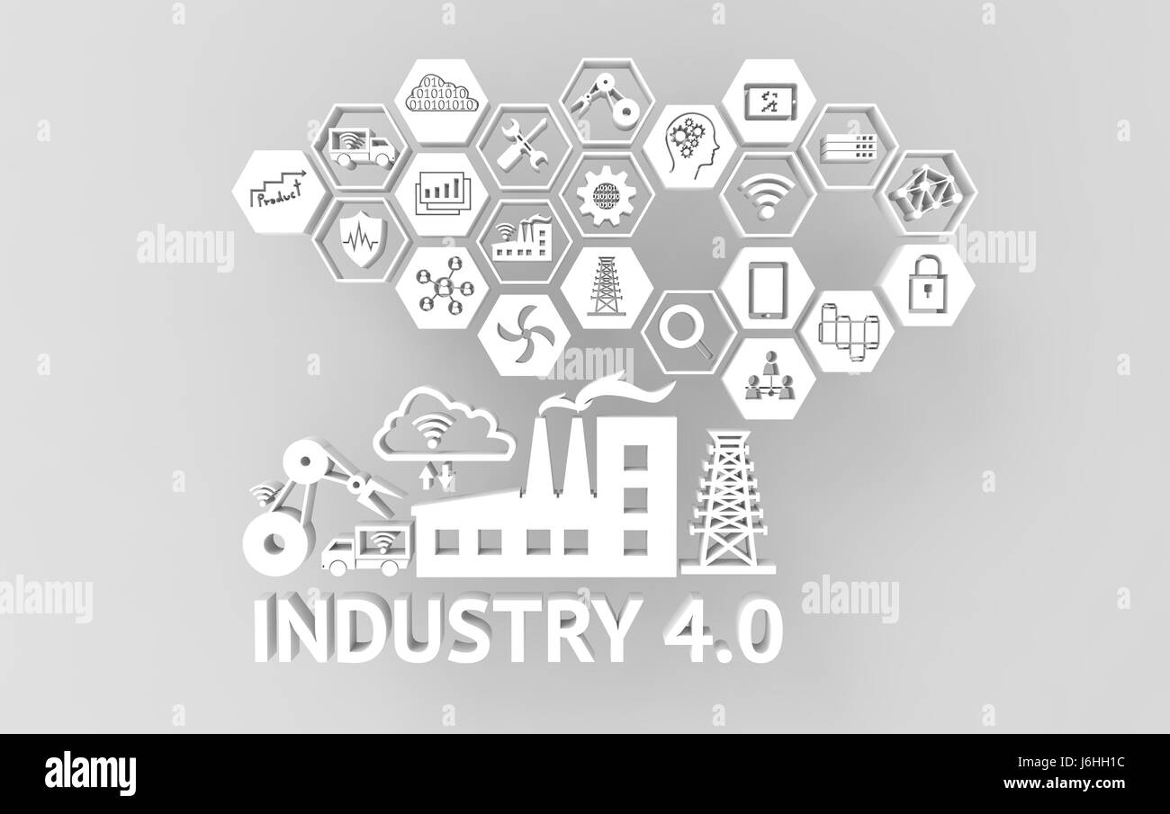 Industrial 4.0 Cyber Physical Systems concept , Icon of industry 4.0 ...