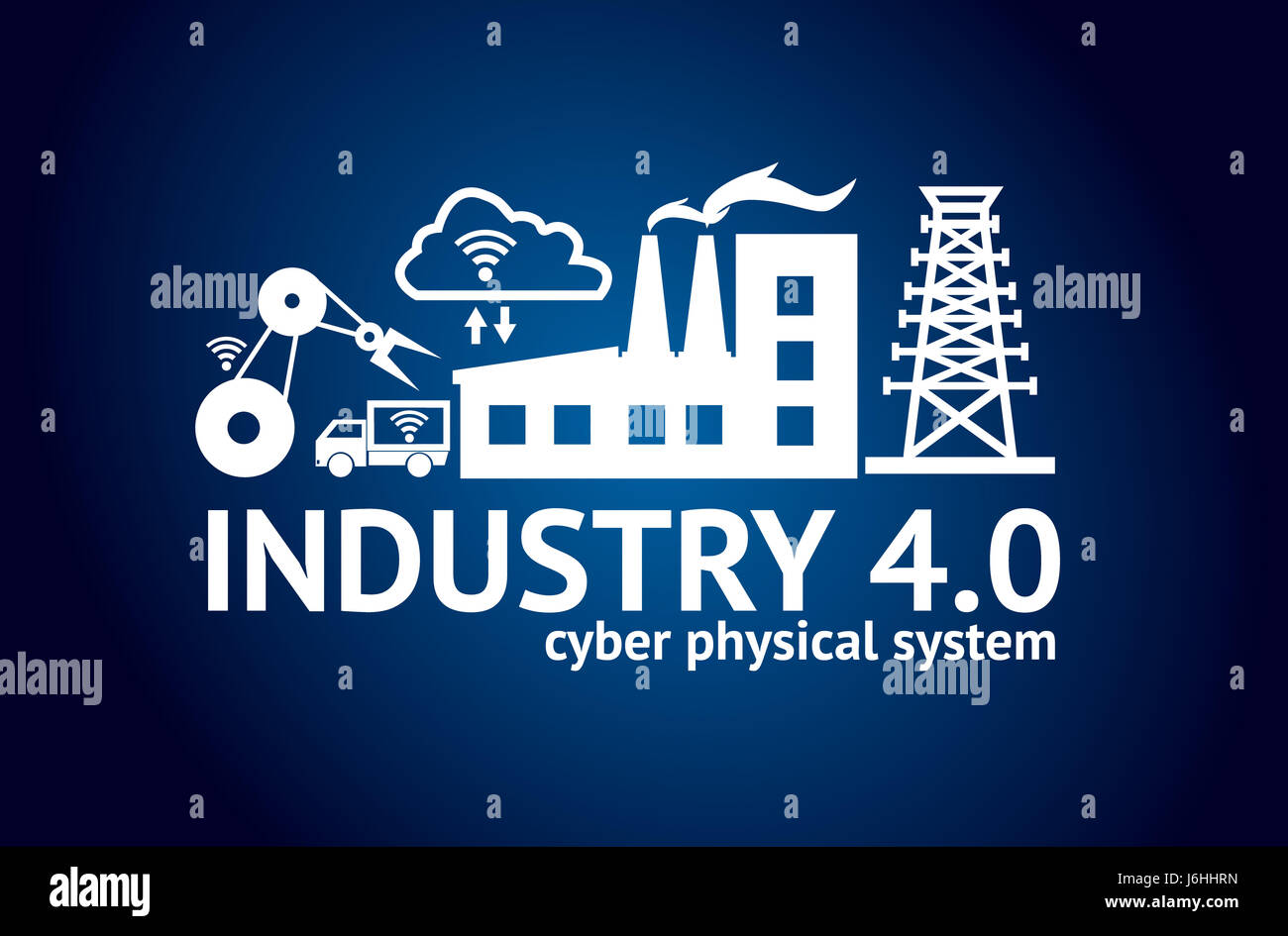 Industrial 4.0 Cyber Physical Systems concept , Icon of industry 4.0 ...