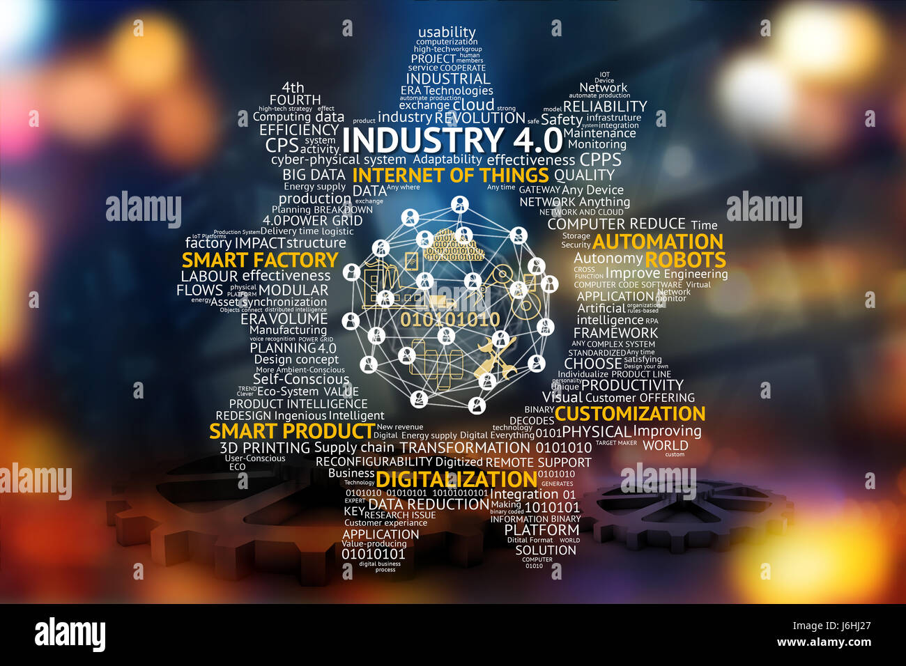 Industrial 4.0 Cyber Physical Systems concept , Gears , Internet of ...