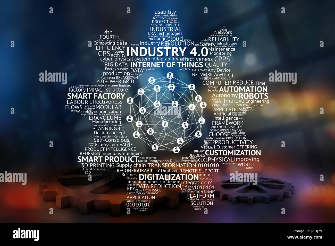 Industrial 4.0 Cyber Physical Systems concept , Gears , Internet of ...