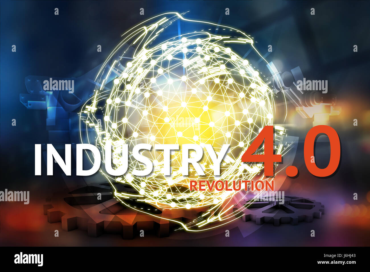 Industrial 4.0 Cyber Physical Systems concept , Gears , Internet of ...