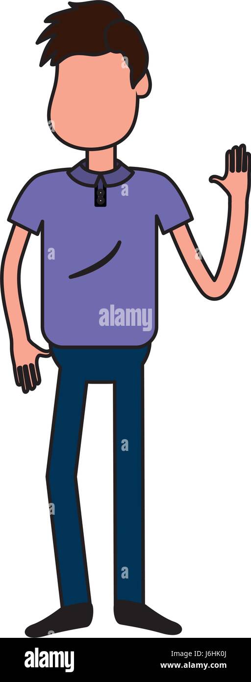 cute man with hand up and nice wear Stock Vector Image & Art - Alamy