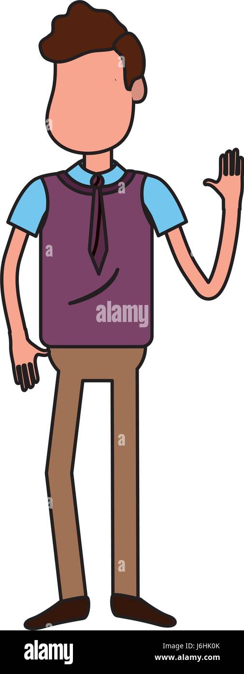cute man with hand up and nice wear Stock Vector Image & Art - Alamy