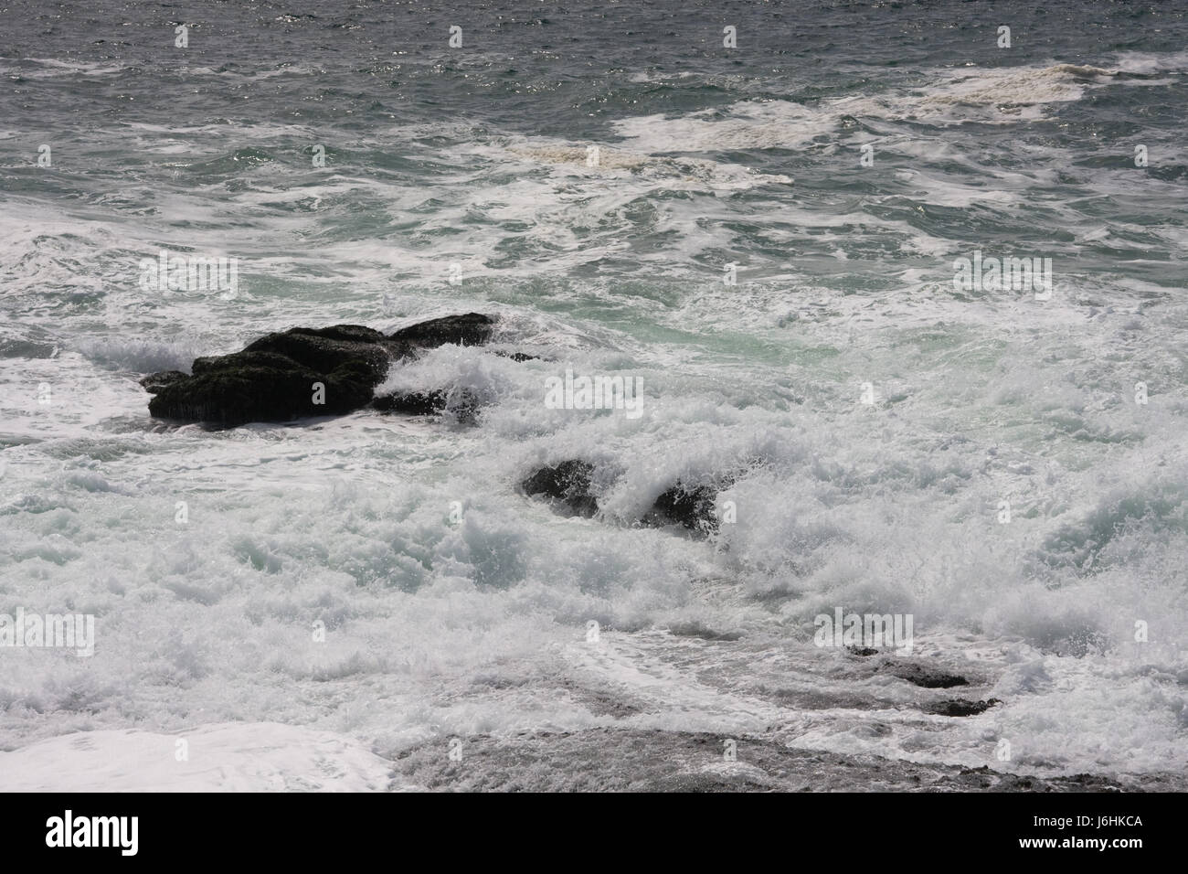 rock coast surf horizon wild beach seaside the beach seashore waves rock france Stock Photo