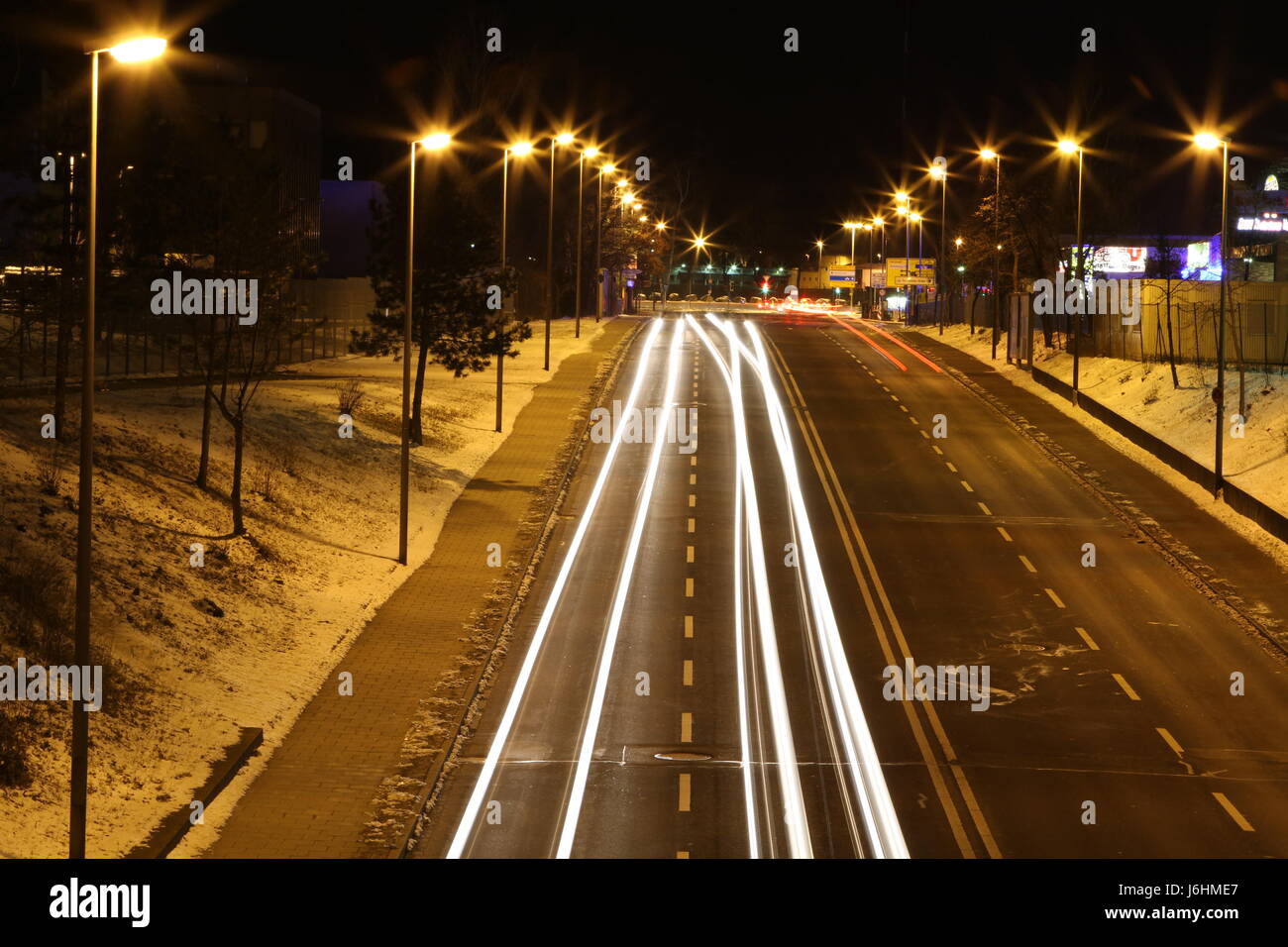 night nighttime lights car automobile vehicle means of travel motor