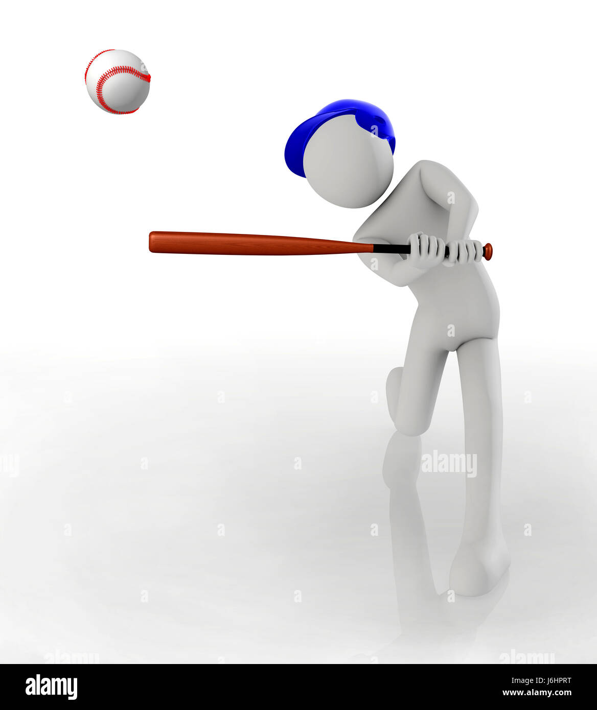 Baseball player swinging bat -3d illustration Stock Photo