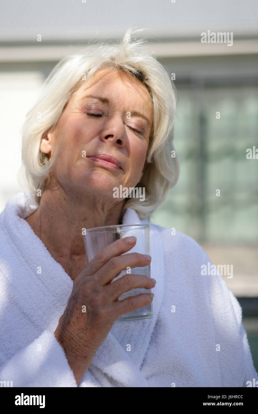 relaxation front view bathrobe seniors senior citizens the elderly