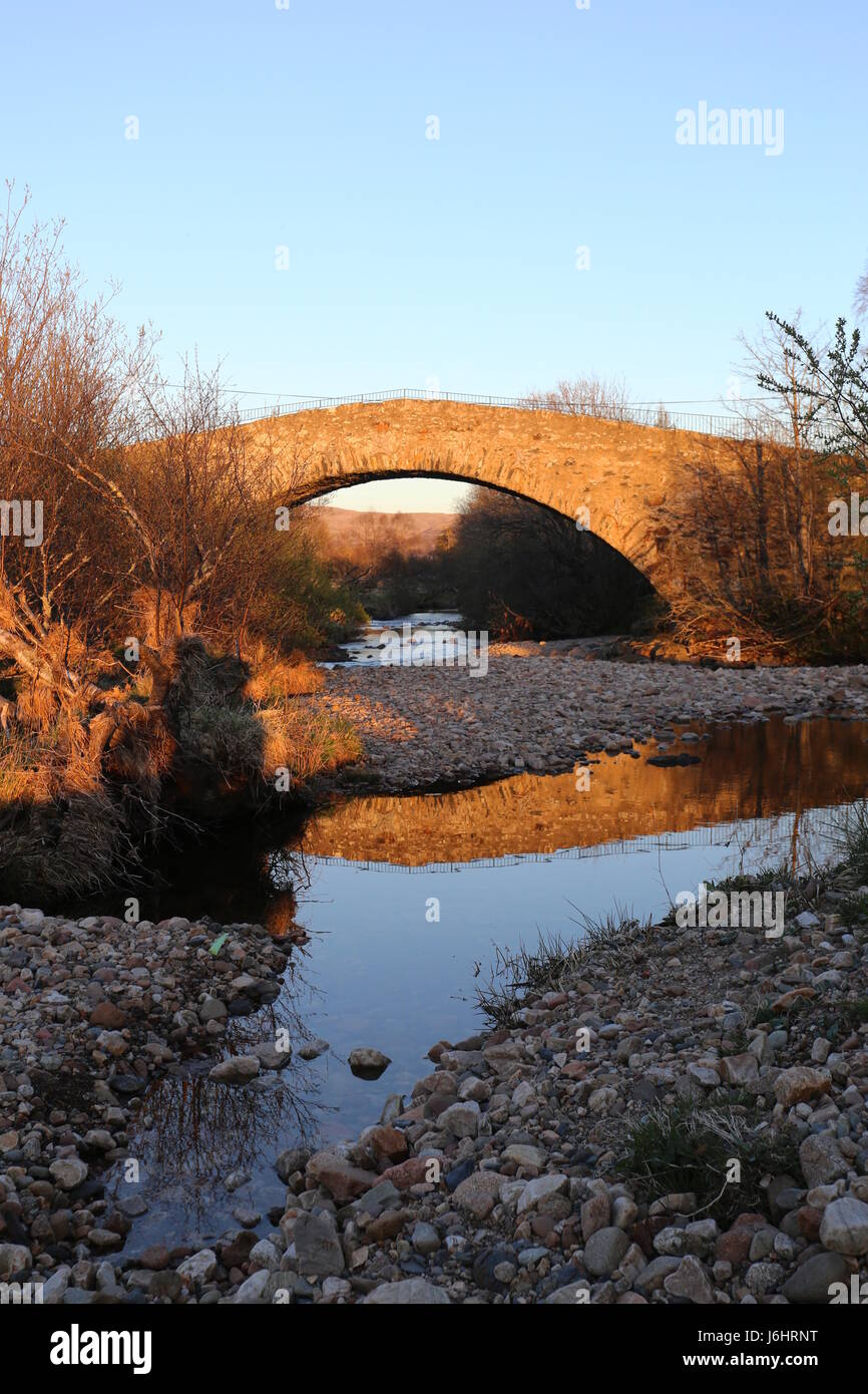 Spittal Scotland Old bridge over Shee Water Spittal of Glenshee at sunset Scotland May ...