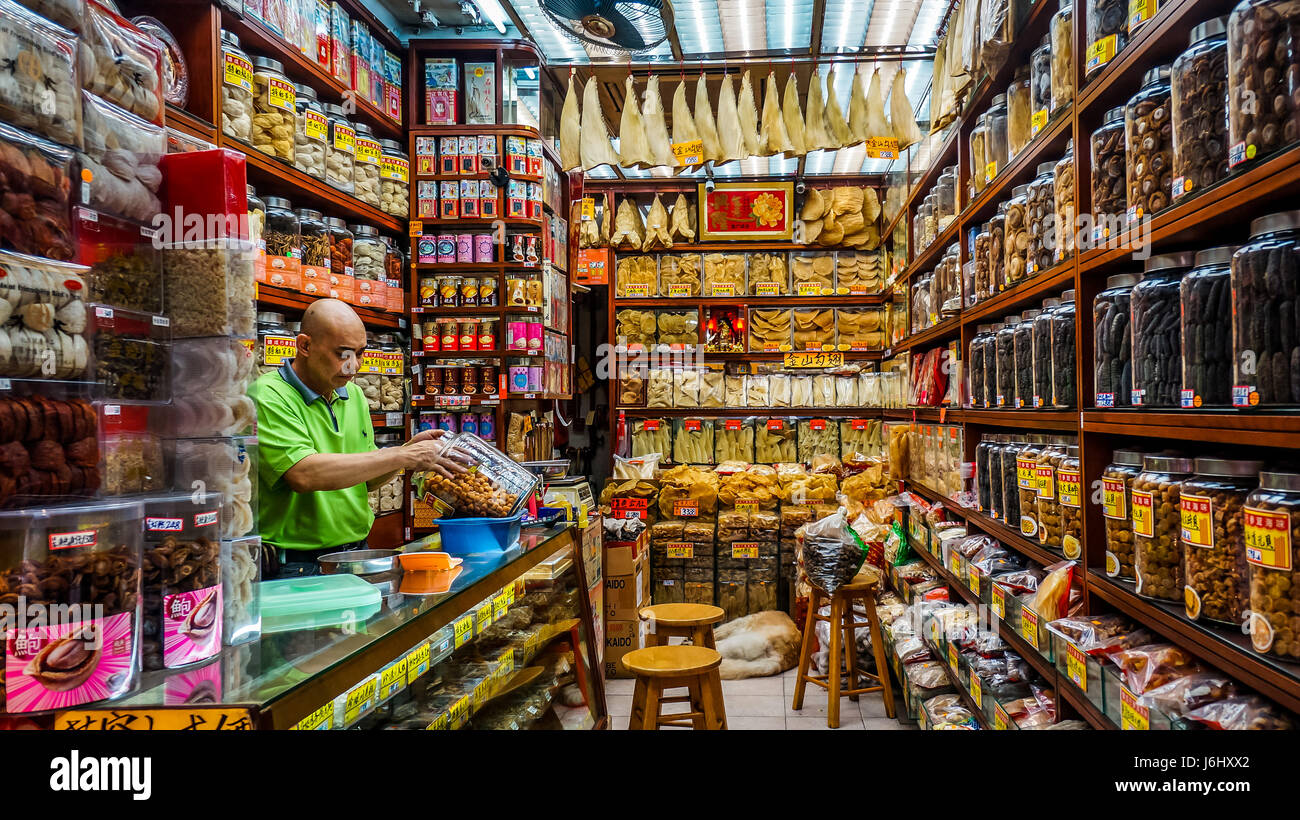 Vibrant image capturing the essence of a traditional shop in Hong Kong Stock Photo