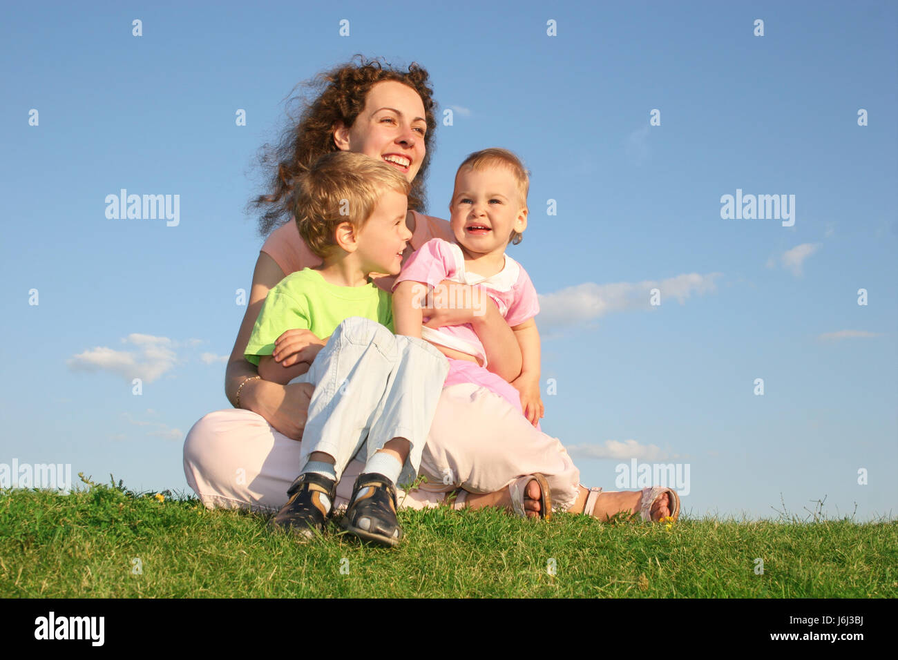 woman blue humans human beings people folk persons human human being laugh Stock Photo