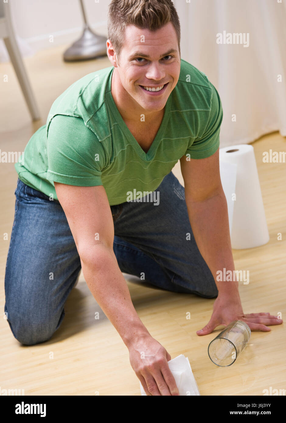 house building inside male masculine person son blank european caucasian Stock Photo