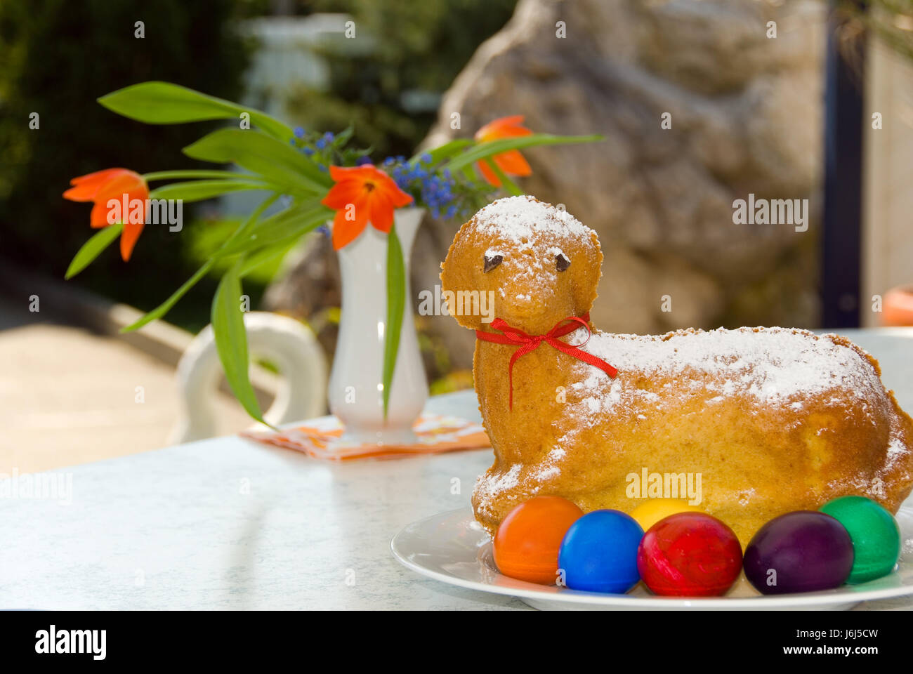 party celebration cake pie eggs colour kitchens colors colours cakes lamb Stock Photo