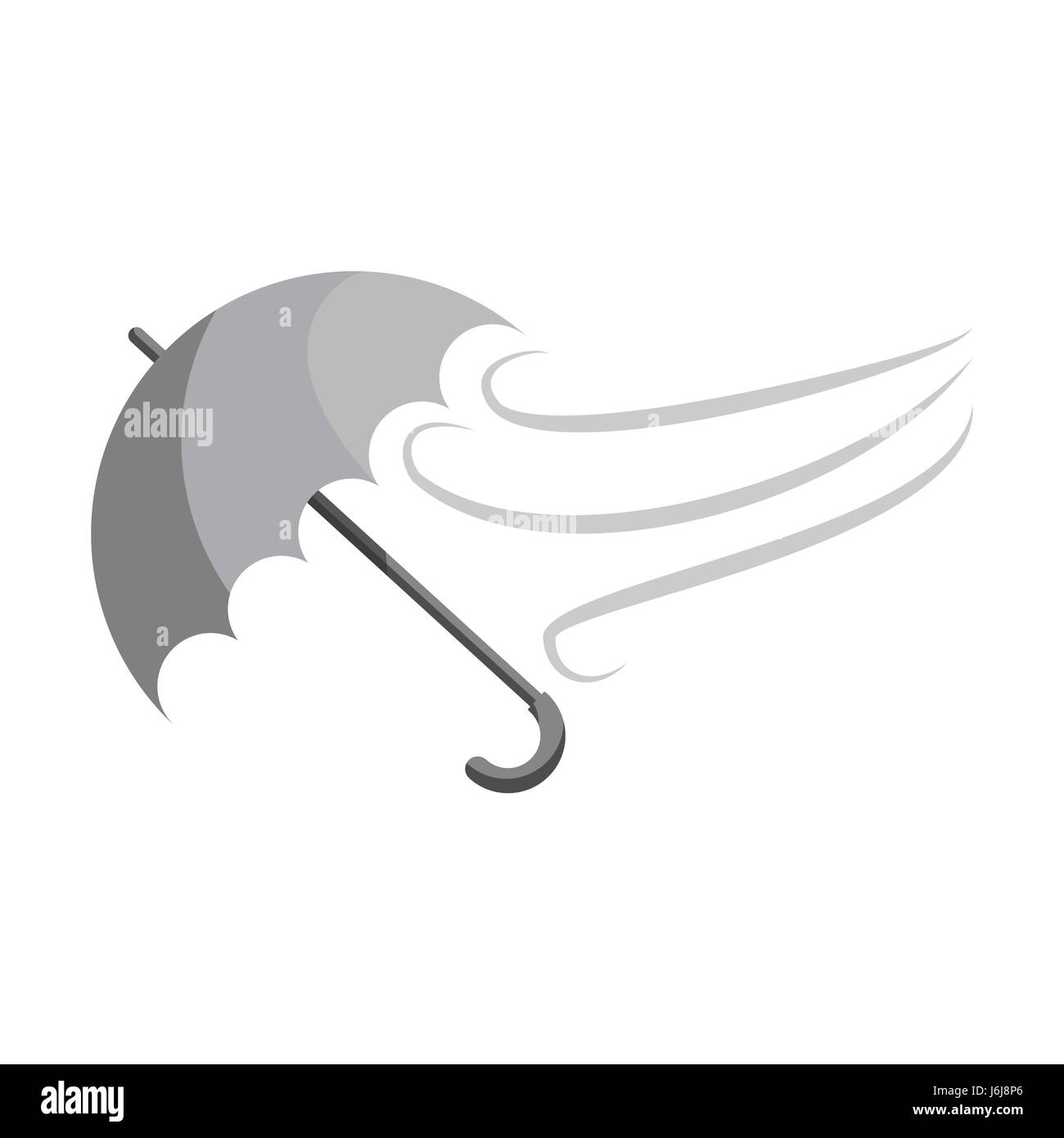Wind and umbrella icon, black monochrome style Stock Vector Image & Art ...