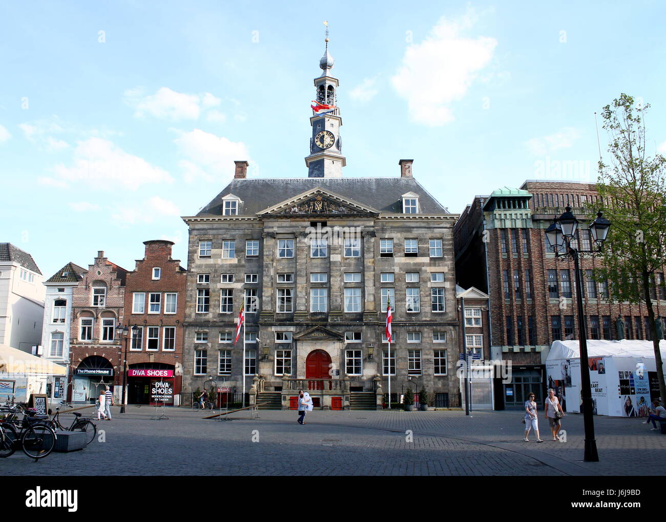 17th century City Hall of Den Bosch (Stadhuis 's-Hertogenbosch) at Markt square. Capital of Noord Brabant province, Netherlands. Seen from Pensmakt Stock Photo