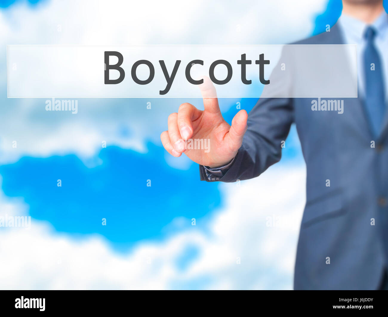 Boycott - Businessman hand pressing button on touch screen interface ...