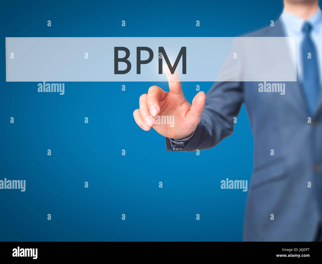 BPM (Business Process Management) - Businessman hand touch button on ...