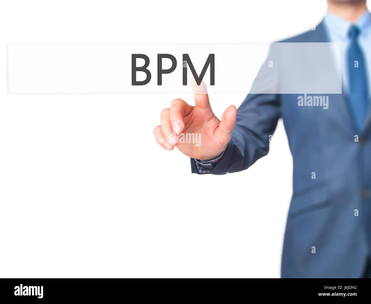 BPM (Business Process Management) - Businessman hand touch button on ...