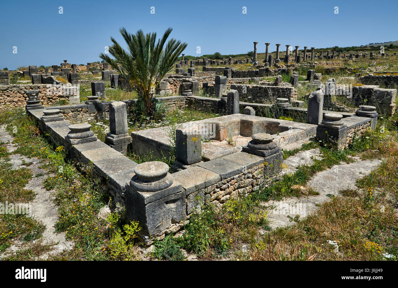 bath in roman villa of Roman excavation in Volubilis, Morocco, Africa ...
