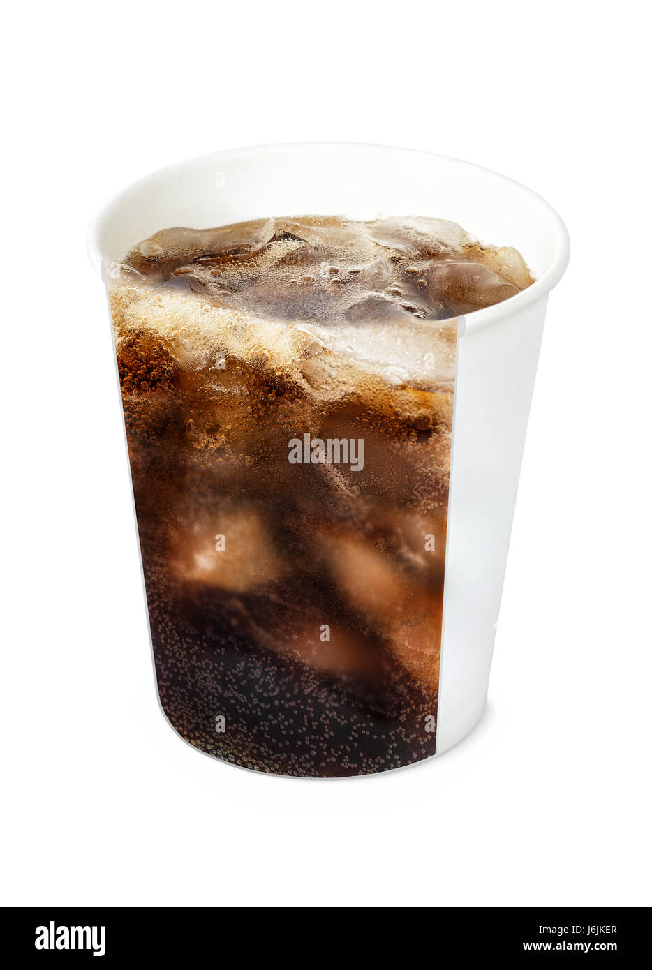 cola in paper cup isolated on white background. Half disposable cup of ...