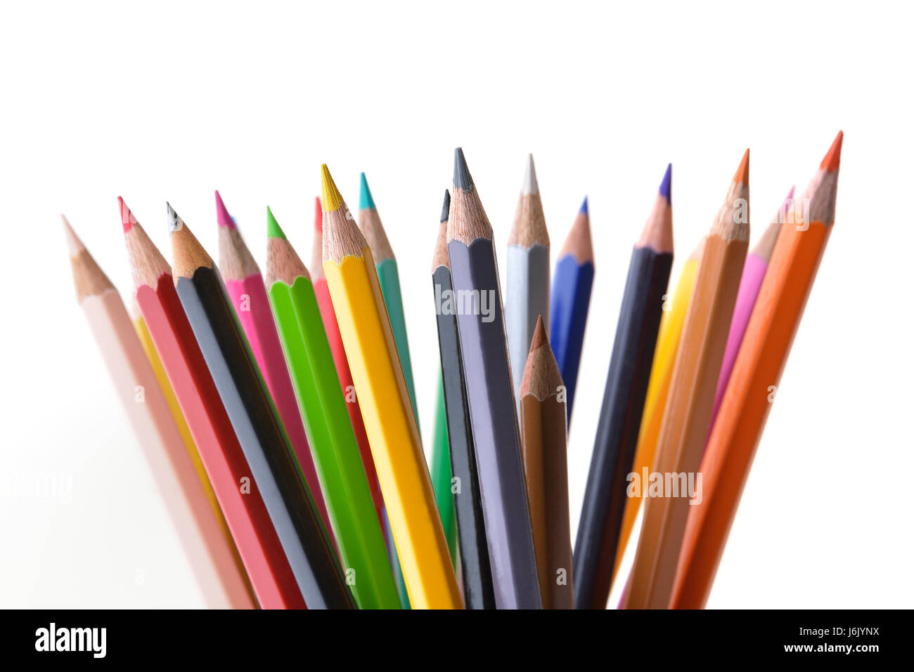 Assorted Multi Colored Pencils on White Background Stock Photo - Alamy