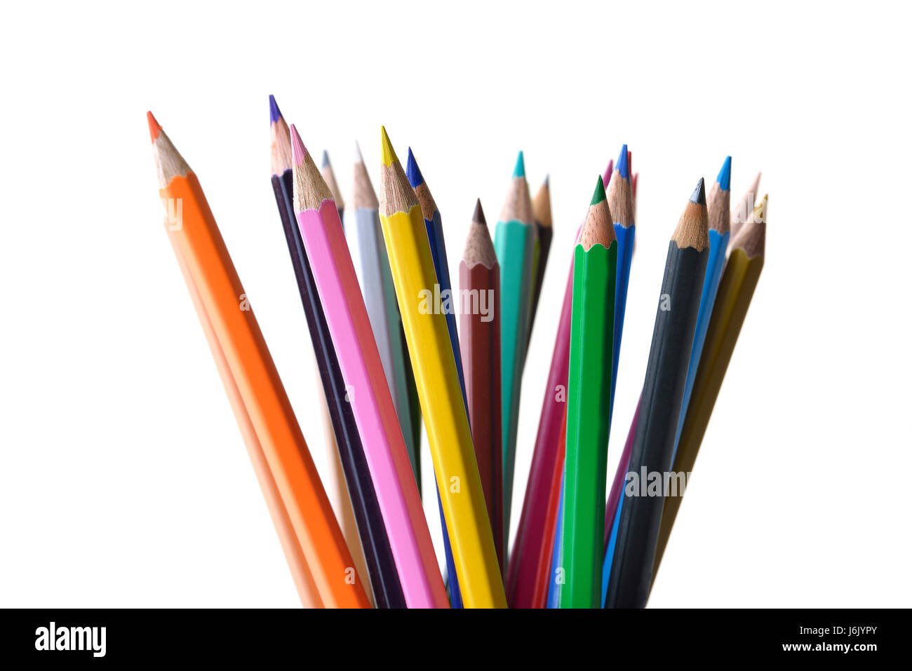 Multicolored Pencils Shot in Studio on White Background Stock Photo
