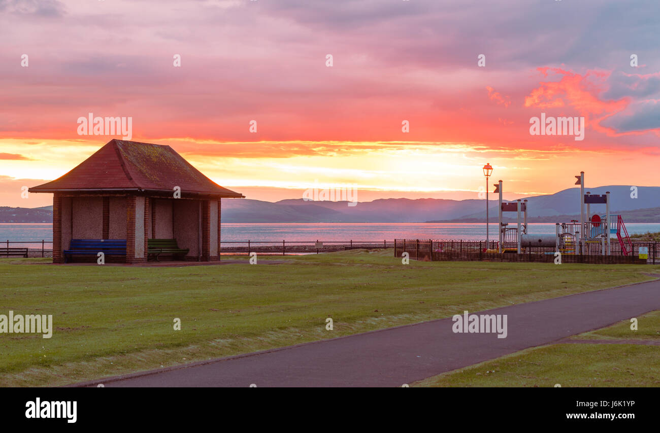 Sunset at Playpark at Aubery Cres largs. Situated in the North End of the Town. Stock Photo
